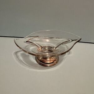 Vintage MCM Viking Glass Divided Dish with Platinum Pedestal Base 7.25”x6”x3”